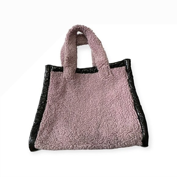 Stand Studio faux shearling tote bag, pink, one size - Picture 1 of 13